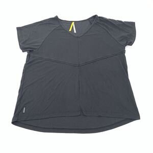 Lole Short Sleeve Athletic Top Large Womens Solid Black Athleisure Loose Fit L